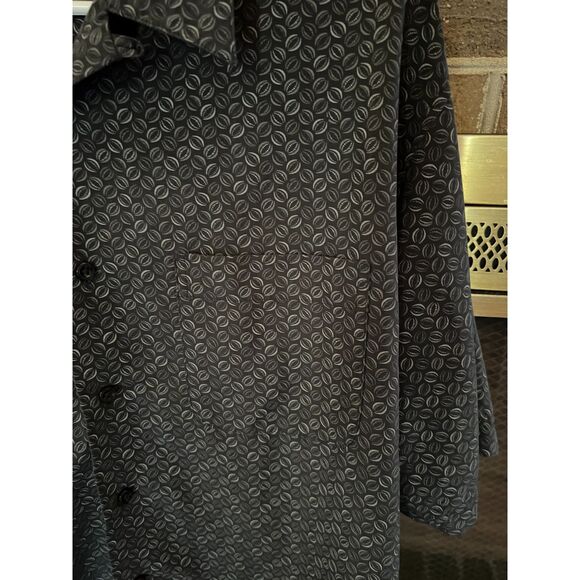 Haggar Performance Wear Men’s Large Button Up Black Geometric Print Shirt - Picture 6 of 8